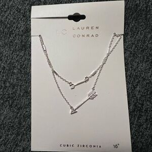 LC Lauren Conrad Silver Double arrow Necklace